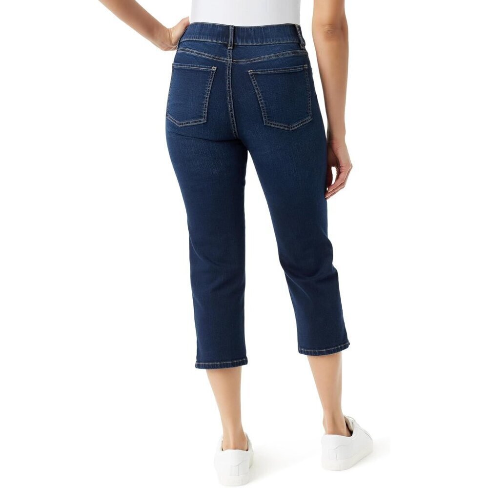 Womens Capri Pants Cotton Recycled Polyester Spandex Pull On High Rise - Picture 3 of 3